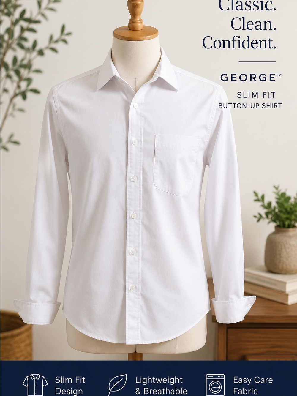 George White Slim Fit Long-Sleeve Button-Up Shirt